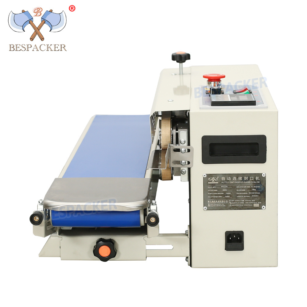 FR-770 Automatic Band Sealer Heat Sealer  Rice Plastic Bags Sealing Machine