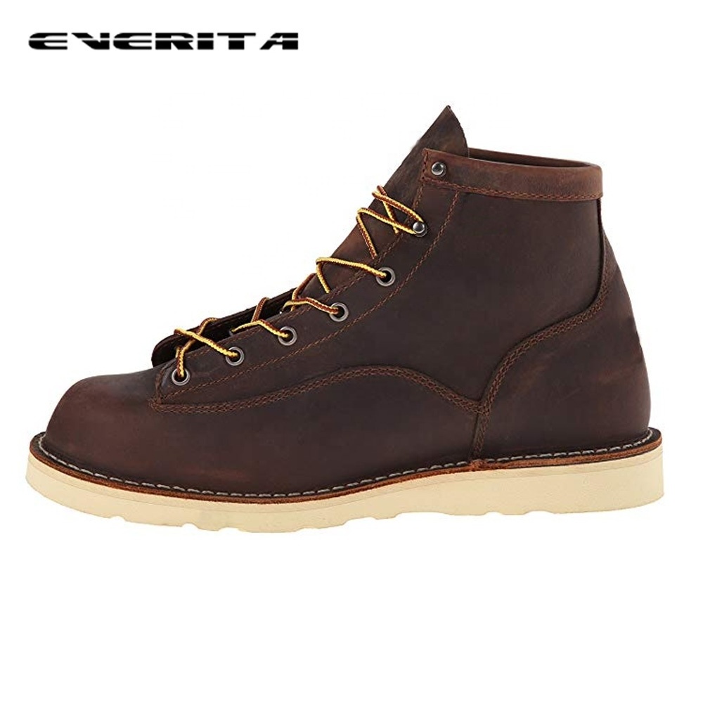 Latest fashion wear-resisting work boots waterproof lace-up leather boots for men