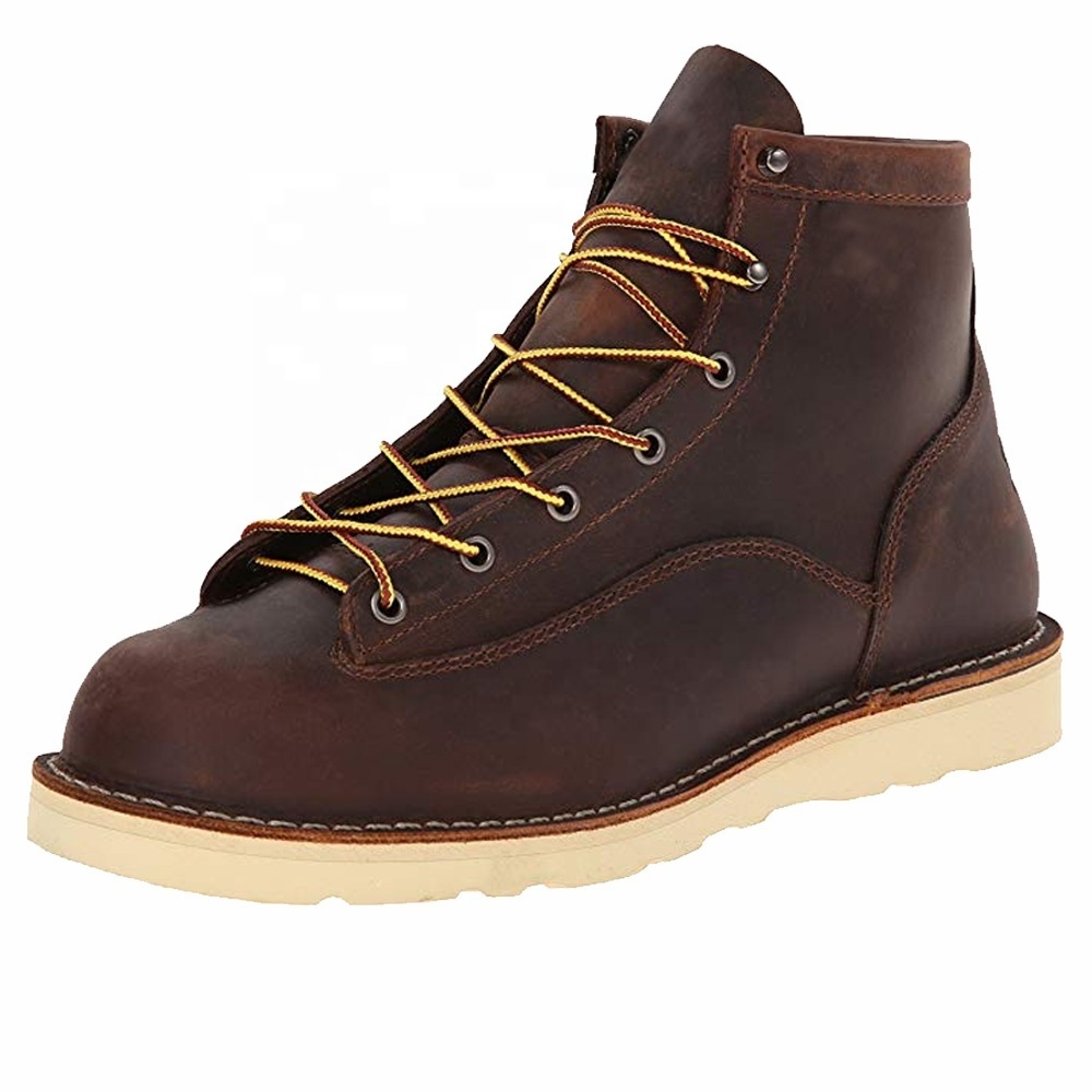 Latest fashion wear-resisting work boots waterproof lace-up leather boots for men