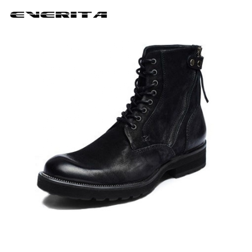 Autumn and winter retro waterproof men's leather boots for men with zipper