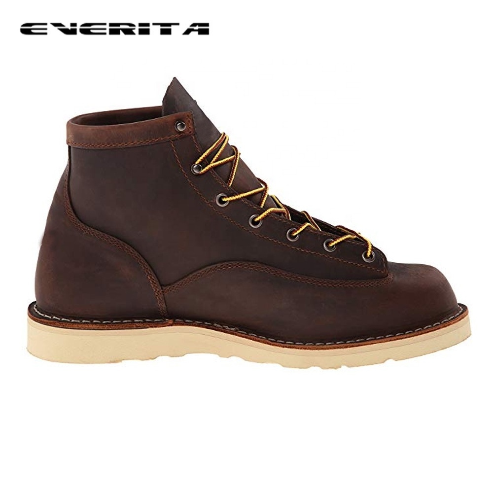 Latest fashion wear-resisting work boots waterproof lace-up leather boots for men