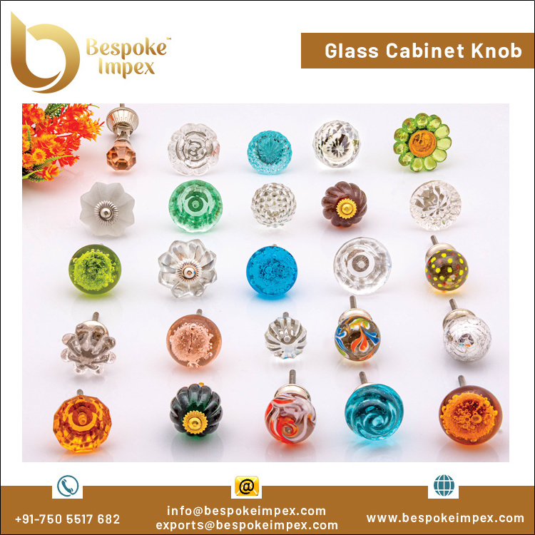 Top Design 50mm Size Cabinet Drawer Dresser Usage Glass Knob from Direct Indian Manufacturer at Lowest Price