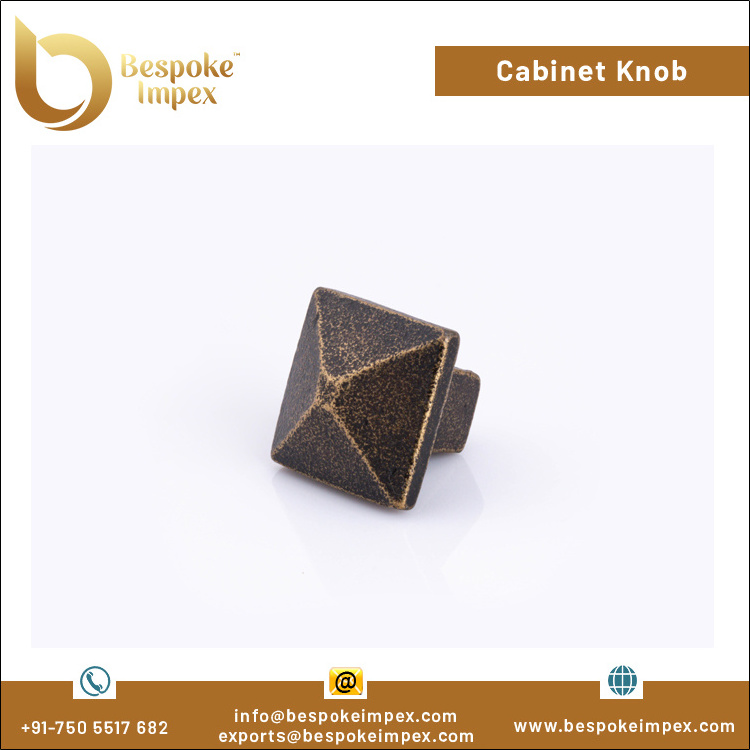 Hot Selling 28mm Luxury Cabinet Door Knobs Pyramid Design Cast Iron Metal from Indian Manufacturer for Funky Furniture Drawers