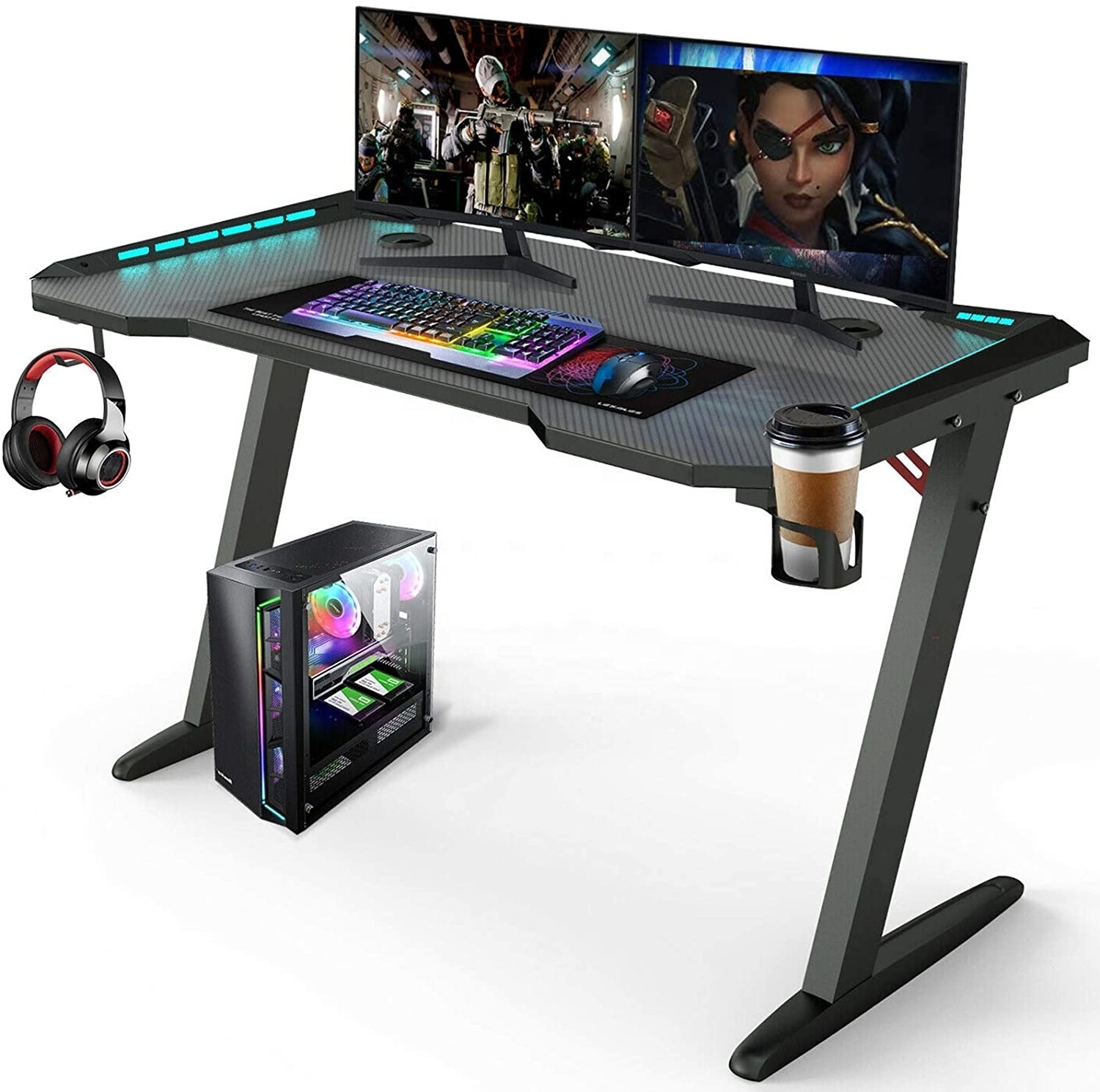 BEISIJIE Hot Sale Free Sample Gaming Desk for Gamer Gaming Table with  RGB Computer Desk with Cup Holder