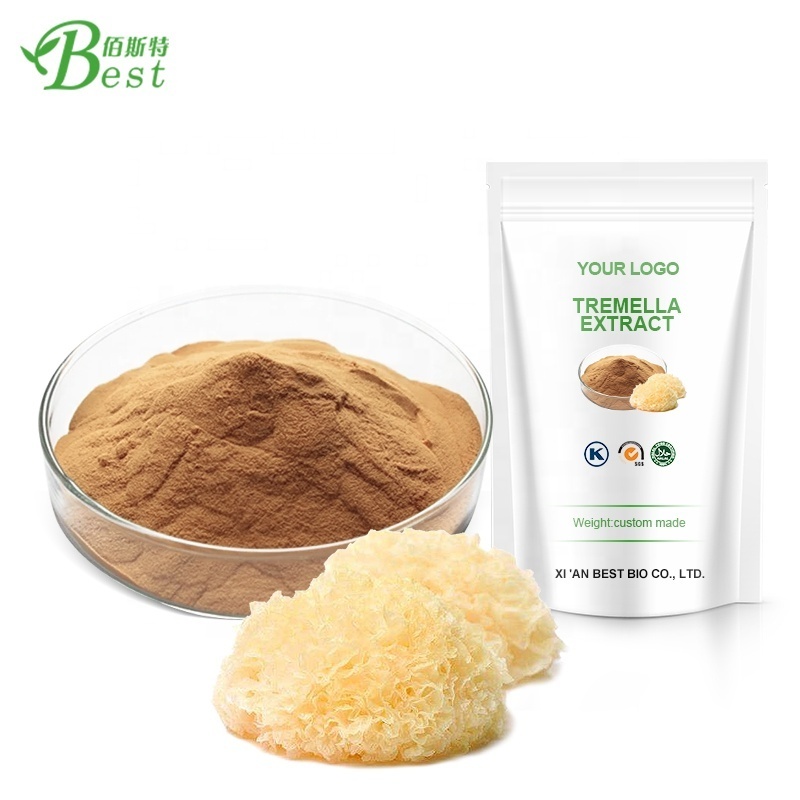 Factory Supply Tremella Fuciformis Extract Powder Polysaccharides 50% Tremella Mushroom Powder Fruit Food HPLC Drum 2 Years 1 Kg