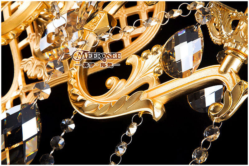 MEEROSEE Golden Crystal wall lamp gold wall sconces light free shipping MD8841-L5