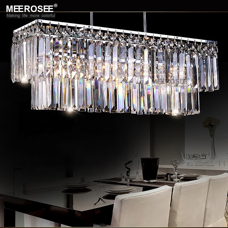 Modern Chandelier Crystal Light Fitting Rectangle Hanging Lamp for Dining room Lustres Home Lighting Luminaire MD83006