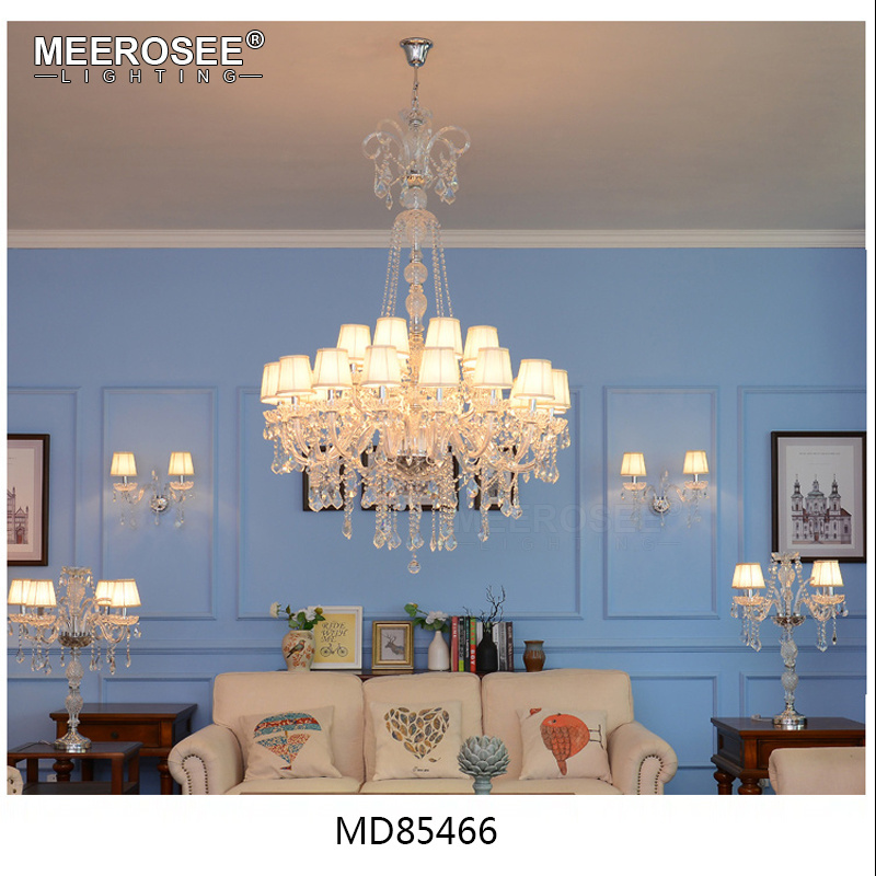 MEEROSEE Long Stair Crystal Chandelier Luxurious Staircase Lighting Hanging Light Fixture For Hotel MD85466