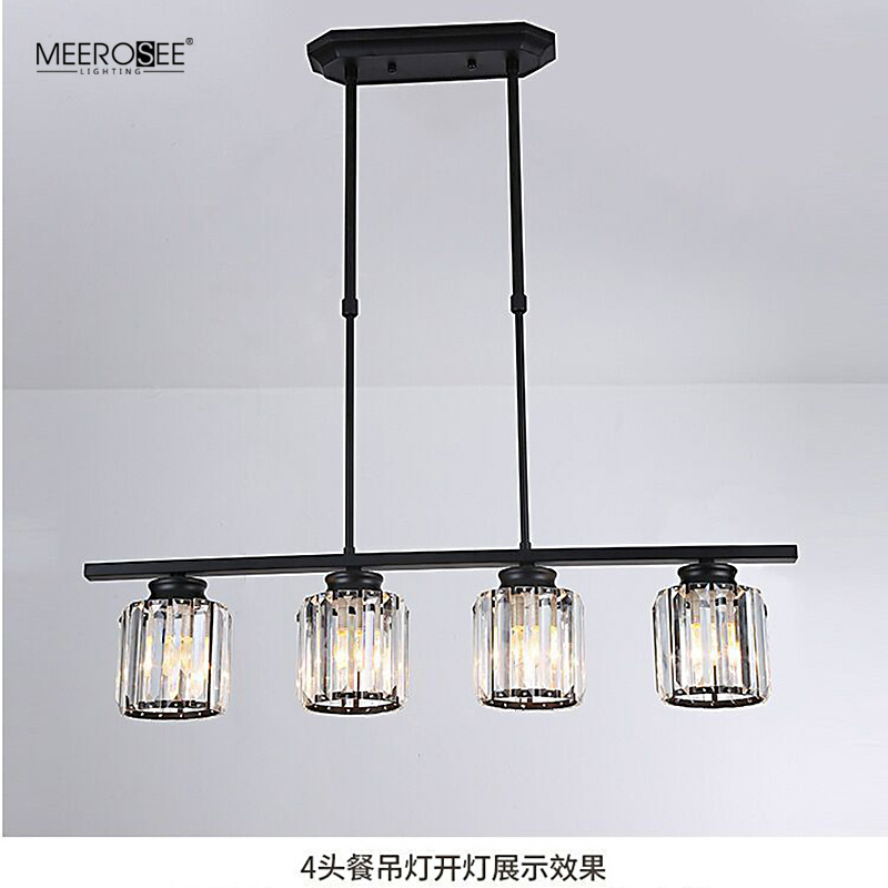 Meerosee Contemporary Crystal Chandeliers for Dining Room Rustic Pendant Lighting Fixture Hanging Round Kitchen Island MD86794