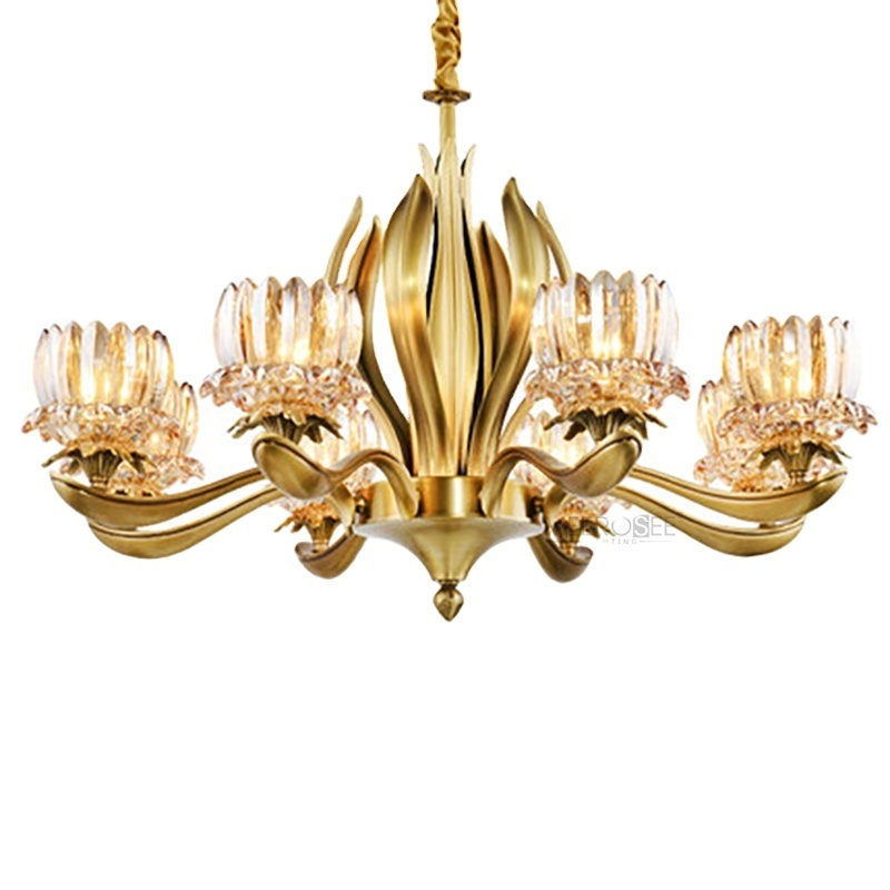 MEEROSEE Custom Made Design Copper Chandelier Glass Chandelier Light Brass Lighting Fixture MD83093