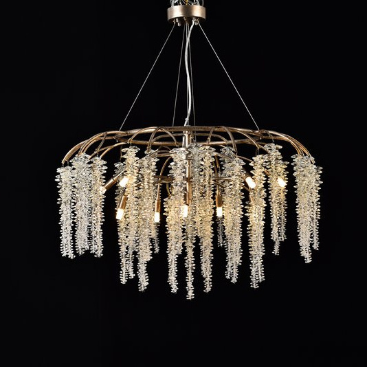 Meerosee Crystal Bead Copper Light Fixture Tree Branch Copper Chandelier Lighting Fixtures Modern MD87043