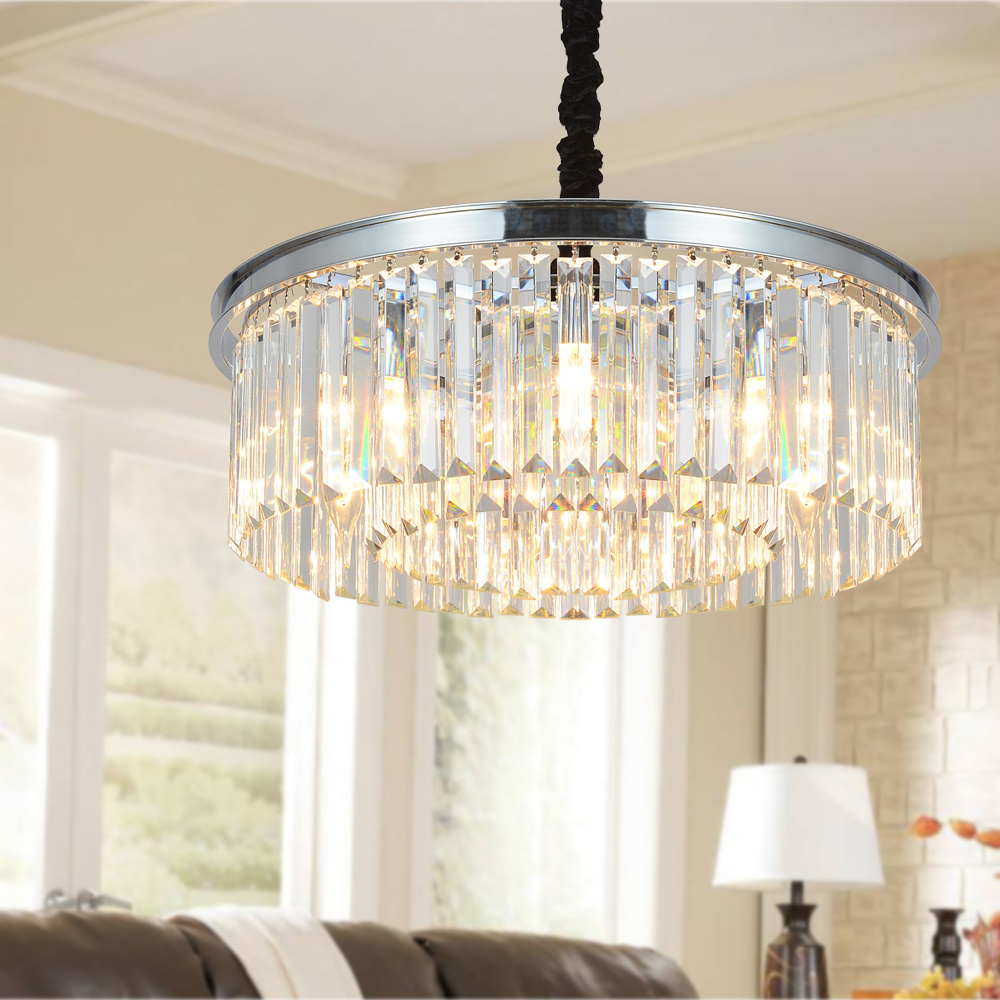 Meerosee Chrome Crystal Chandeliers Modern Contemporary Ceiling Lights Fixtures Pendant Lighting for Dining Chandelier MD85051