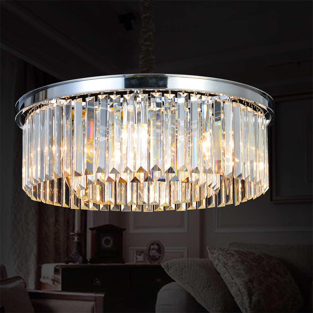 Meerosee Chrome Crystal Chandeliers Modern Contemporary Ceiling Lights Fixtures Pendant Lighting for Dining Chandelier MD85051