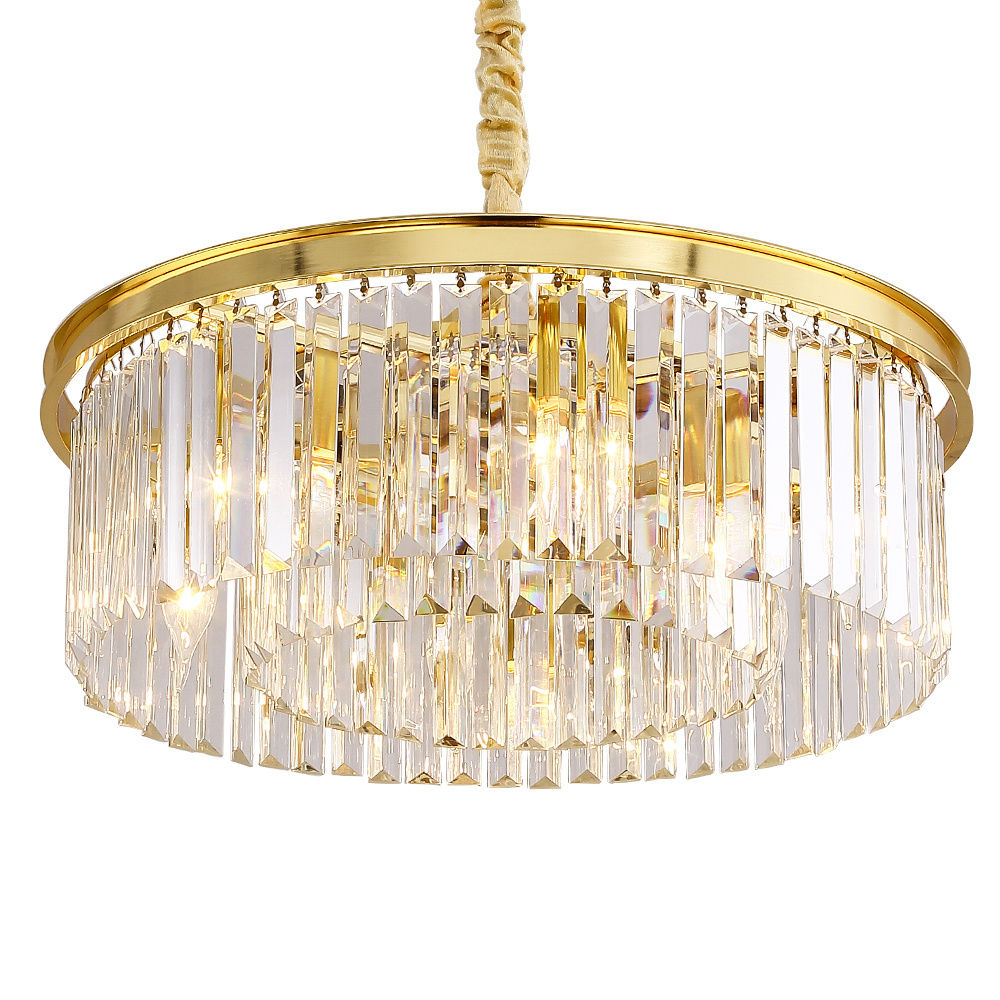 Meerosee Crystal Gold Chandelier Modern Chandeliers Lighting Pendant Ceiling Light Fixture for Dining Living Kitchen MD85051