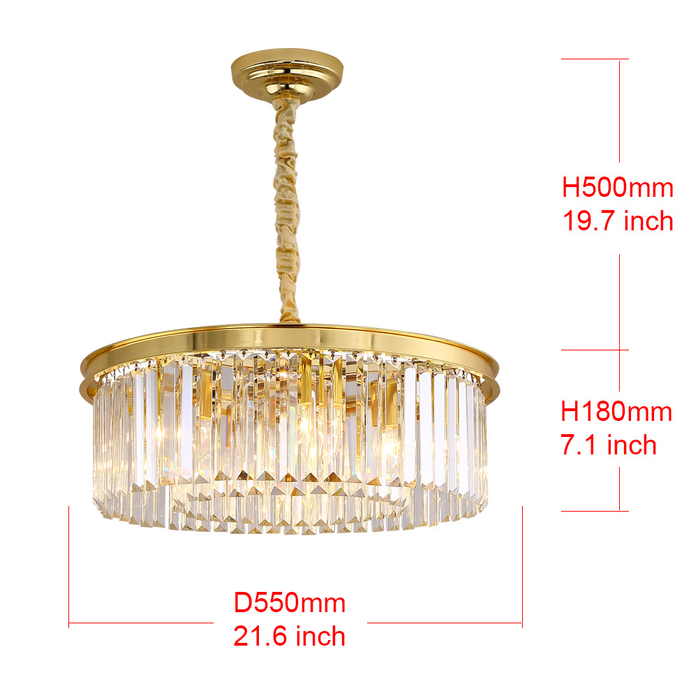 Meerosee Crystal Gold Chandelier Modern Chandeliers Lighting Pendant Ceiling Light Fixture for Dining Living Kitchen MD85051