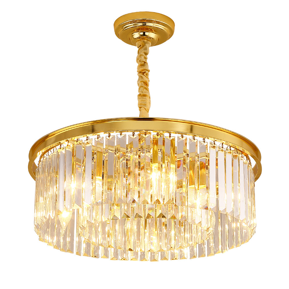 Meerosee Crystal Gold Chandelier Modern Chandeliers Lighting Pendant Ceiling Light Fixture for Dining Living Kitchen MD85051