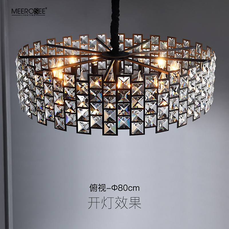 Meerosee lantern hanging lights ceiling light modern minimalist black pendant big foyer large hotel crystal chandelier MD86869