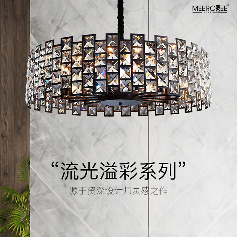 Meerosee lantern hanging lights ceiling light modern minimalist black pendant big foyer large hotel crystal chandelier MD86869