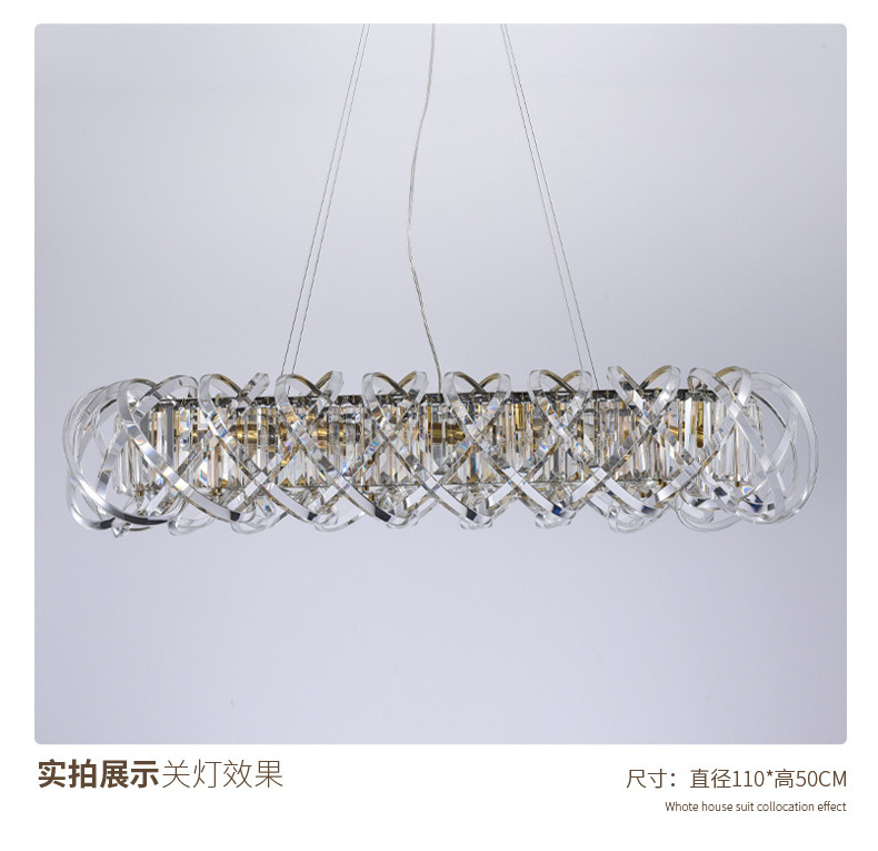 MEEROSEE Blown Glass Chandelier Pendant Light Circle Ring Gold Modern Led Lighting Dining Room Light Fixtures MD87548