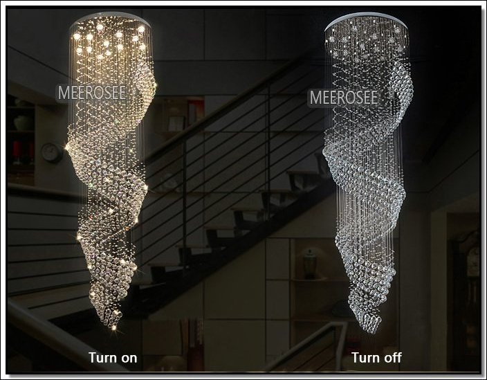 Long Size Crystal Chandelier Light Fixture for Lobby staircase Lustre stairs foyer Large Crystal lamp Stair Lighting MD2210