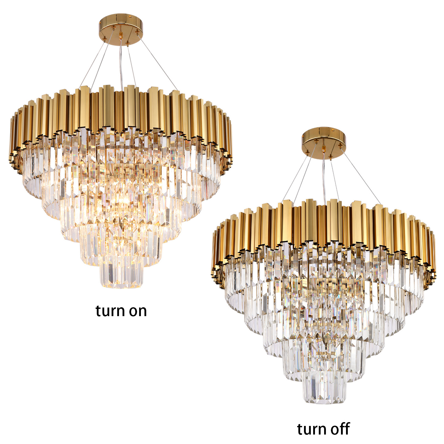 Meerosee Luxury Crystal Chandelier Gold Chandeliers Modern Contemporary Living Dining Room Hanging Ceiling Light Fixture MD85599