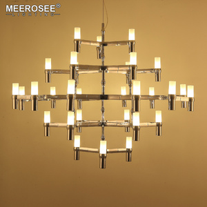 MEEROSEE American Style Modern Pendant Chandelier Lighting Fixture Gold/Black/ Chrome Hanging Illumination For Villa MD85289