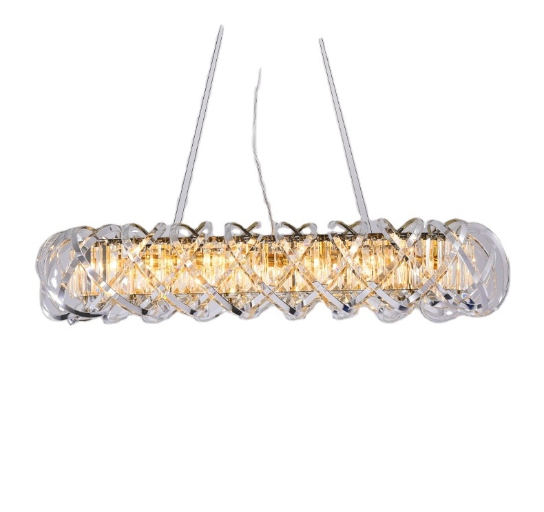 MEEROSEE Blown Glass Chandelier Pendant Light Circle Ring Gold Modern Led Lighting Dining Room Light Fixtures MD87548