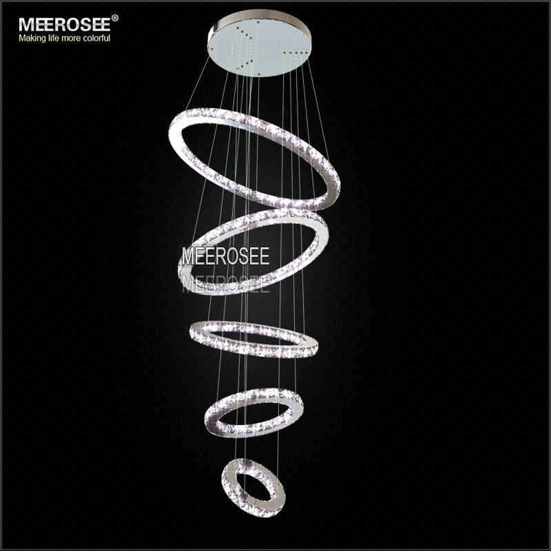 Modern 5 Rings Crystal LED Ceiling Light Fixture LED Crystal Lighting for stairs staircase hotel Hallway Porch Lighting MD8825