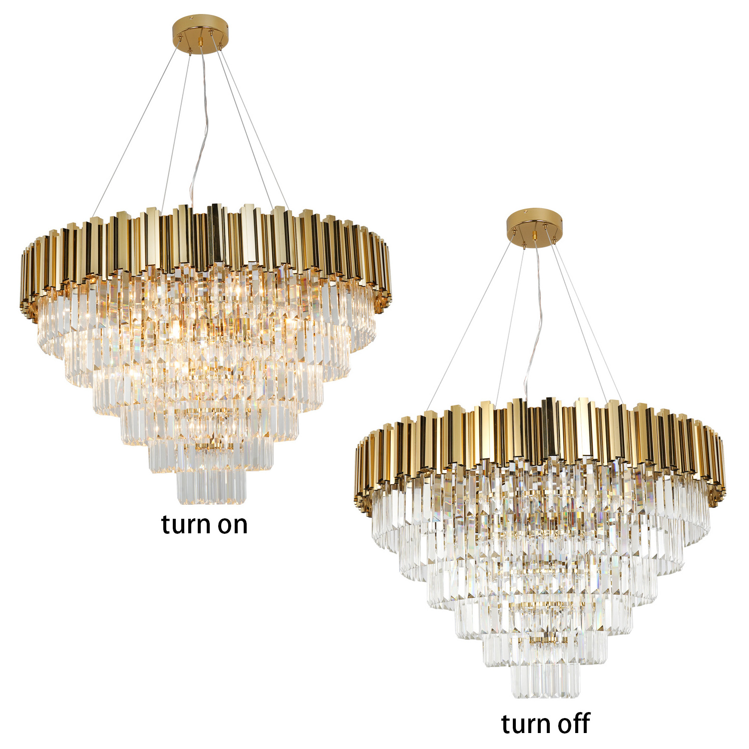 Meerosee Luxury Crystal Chandelier Gold Chandeliers Modern Contemporary Living Dining Room Hanging Ceiling Light Fixture MD85599