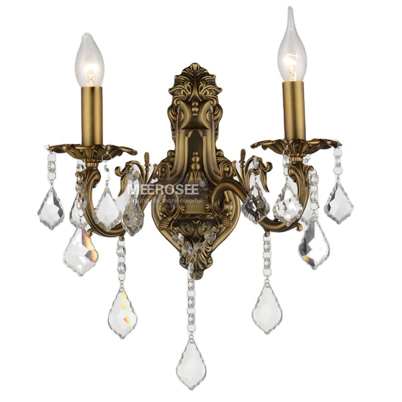 MEEROSEE Classic Crystal Wall Light Fixture Bronze Wall Lamp Decoration Crystal Wall Brackets Light 2 Lights MB3134-L2