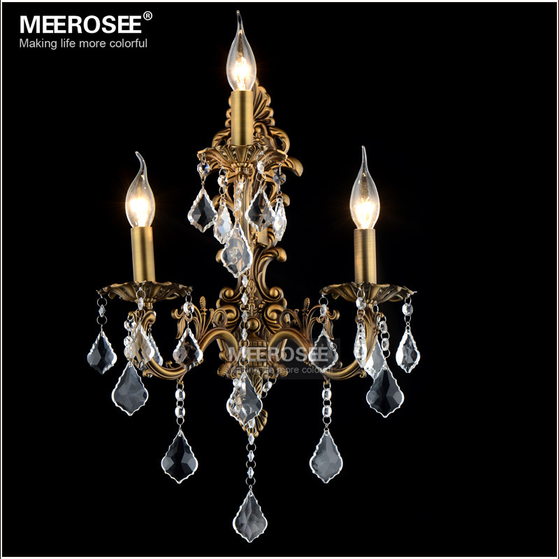 MEEROSEE Classic Crystal Wall Light Fixture Bronze Wall Lamp Decoration Crystal Wall Brackets Light 2 Lights MB3134-L2