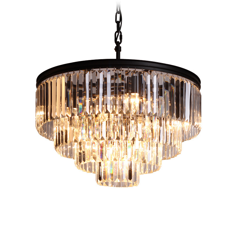 MEEROSEE American Style Crystal Chandelier Black Antique country Round crystal chandelier Ceiling light MD2949