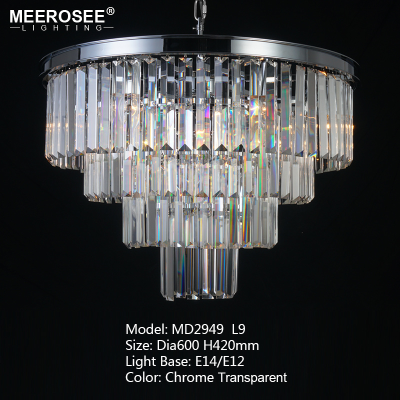 MEEROSEE American Style Crystal Chandelier Black Antique country Round crystal chandelier Ceiling light MD2949