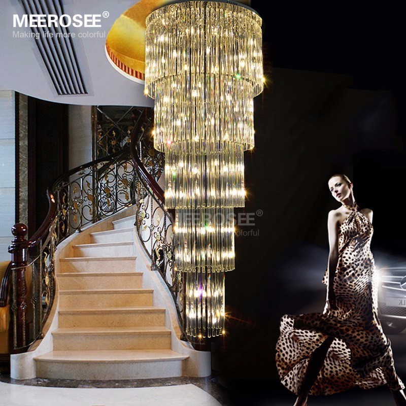 Modern Long Ceiling Light Fixture G9 Glass Lustres de cristal Luxury lighting Stair Lamp for hotel Lamparas de Techo MD2219