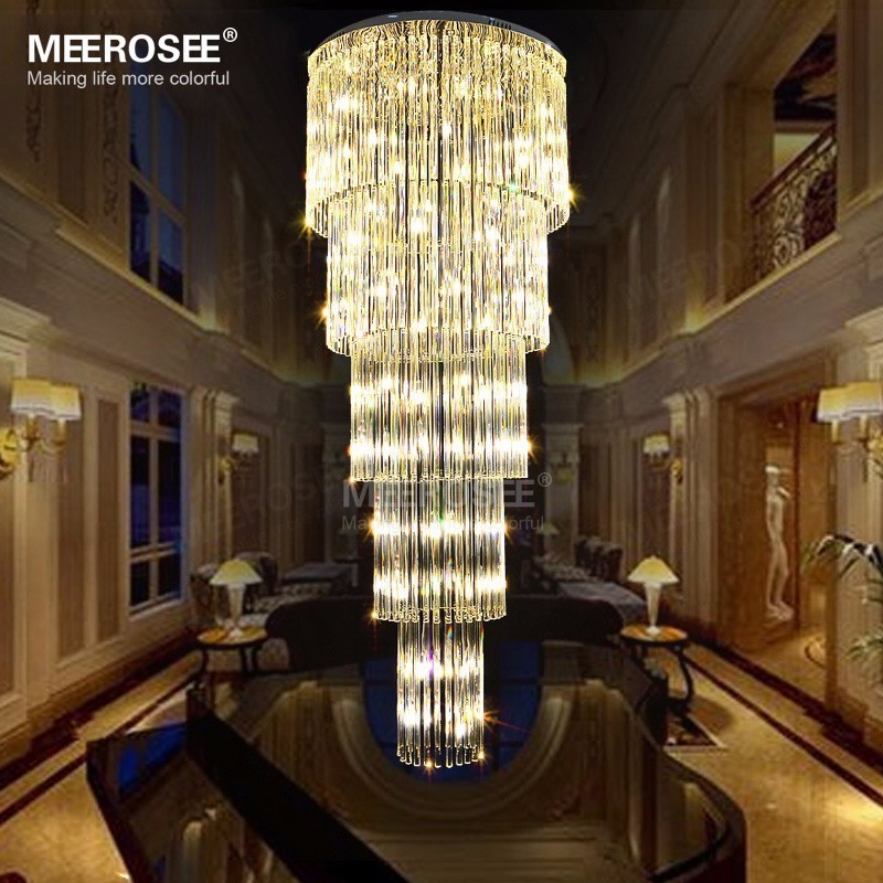 Modern Long Ceiling Light Fixture G9 Glass Lustres de cristal Luxury lighting Stair Lamp for hotel Lamparas de Techo MD2219