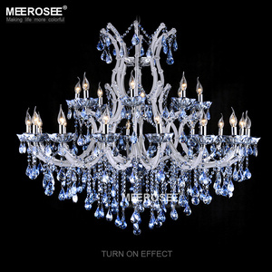 Blue Color Maria Theresa Crystal Chandelier Lamp Light Lighting Fixture Large White Chandelier Lusters MD8655-L24