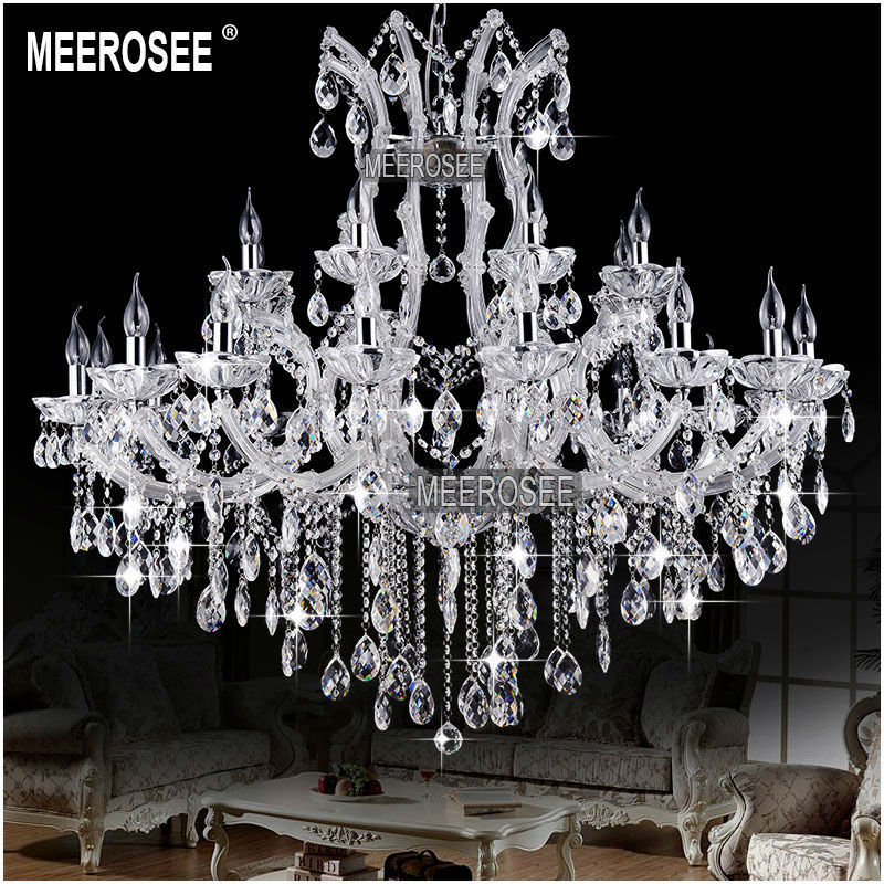 Blue Color Maria Theresa Crystal Chandelier Lamp Light Lighting Fixture Large White Chandelier Lusters MD8655-L24