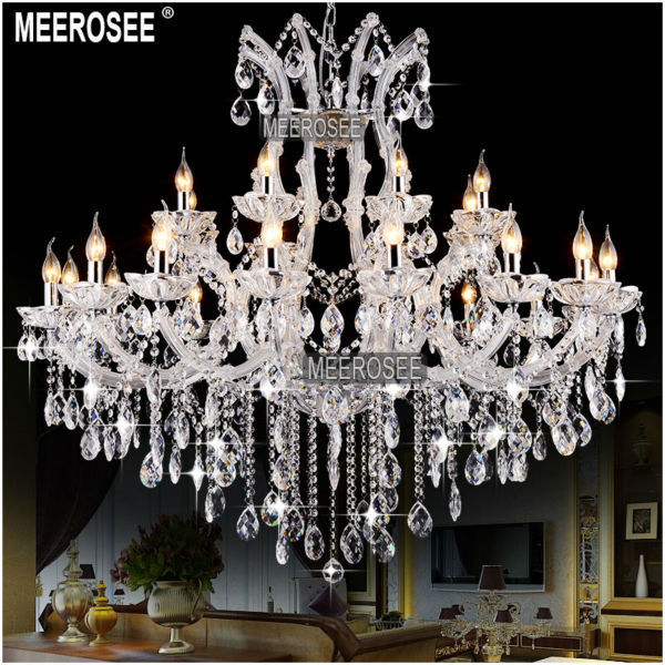 Blue Color Maria Theresa Crystal Chandelier Lamp Light Lighting Fixture Large White Chandelier Lusters MD8655-L24