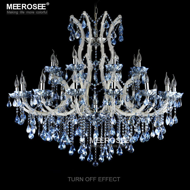 Blue Color Maria Theresa Crystal Chandelier Lamp Light Lighting Fixture Large White Chandelier Lusters MD8655-L24