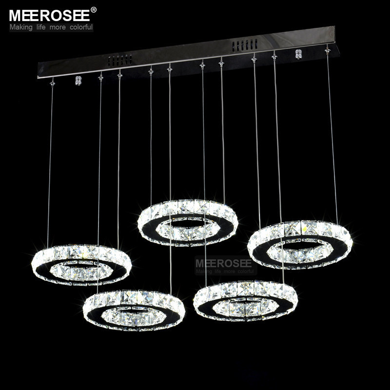 LED Chandelier Crystal Ring LED Lamp Circle Hanging Light Fixtures Lighting LED Rectangle Cristal Lustre MD8825-L5