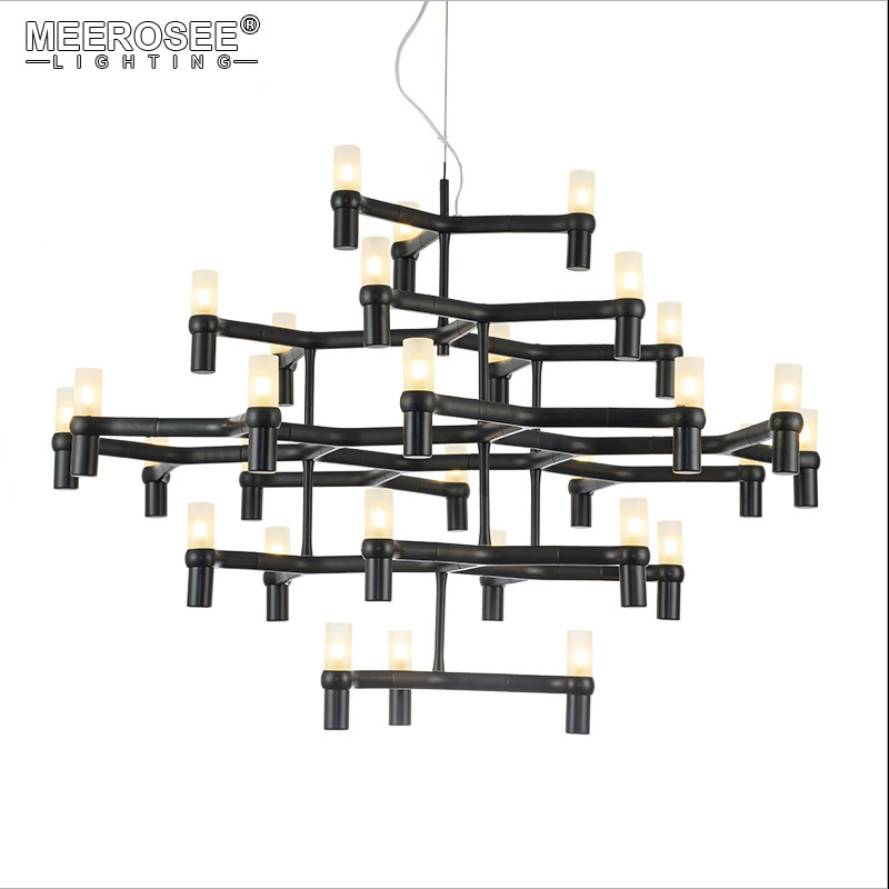 MEEROSEE American Style Modern Pendant Chandelier Lighting Fixture Gold/Black/ Chrome Hanging Illumination For Villa MD85289