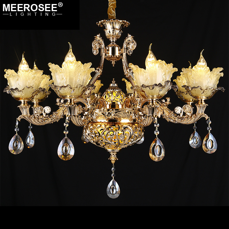 MEEROSEE Crystal Chandelier Pendant Modern Suspending Lighting Fixture For Living Room Indoor Decoration MD86215