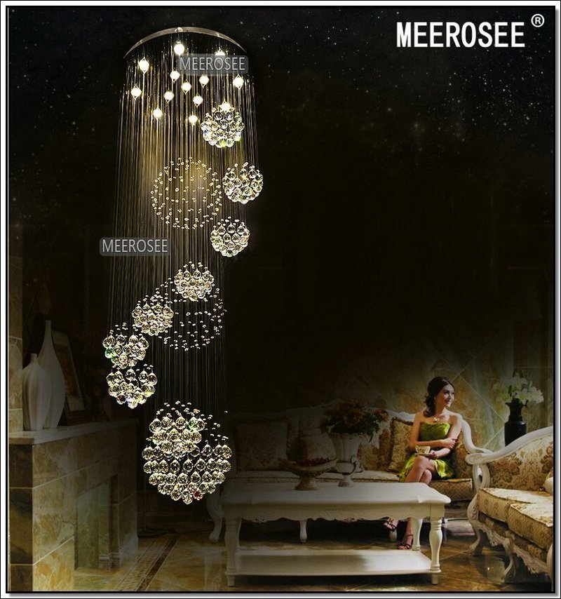 Modern Large Crystal Chandelier Light Fixture for Lobby staircase foyer Long spiral Crystal Light lustre ceiling lamp MD2202