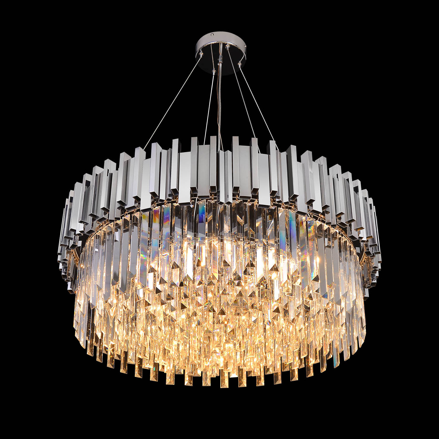 Meerosee Chrome Luxury Crystal Chandelier Modern Crystal Chandelier Hanging Ceiling Light Fixture Entryway Foyer MD85599