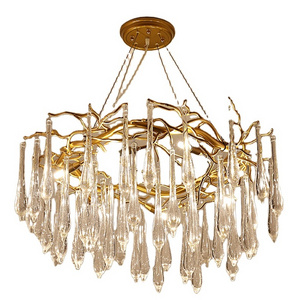 MEEROSEE Vanity Chandelier Harlow Chandeliers Mid Century Pendant light Icy Ring Vertical Pendant Lighting MD86916