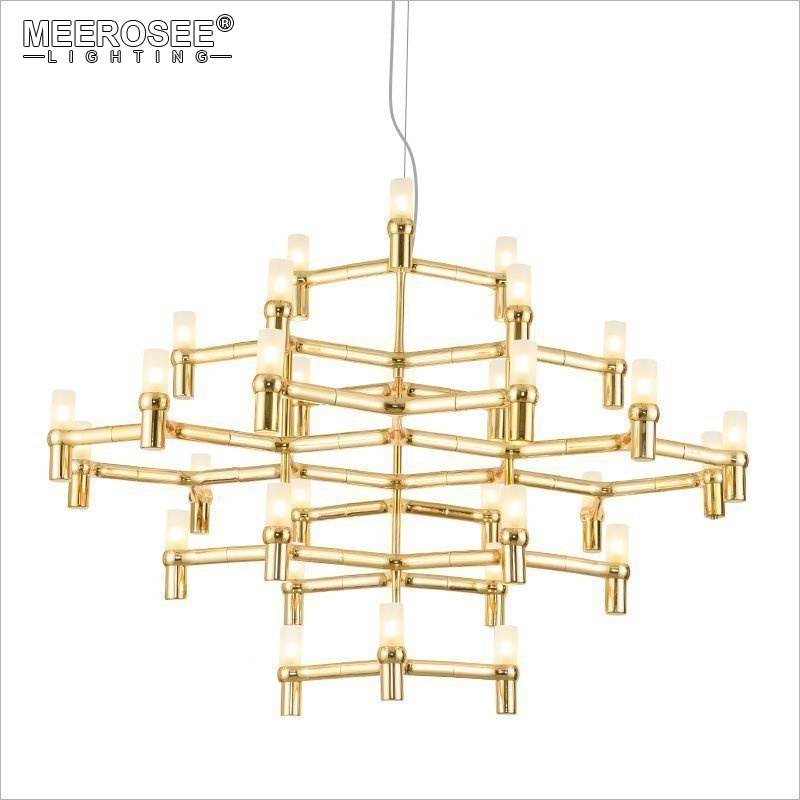 MEEROSEE American Style Modern Pendant Chandelier Lighting Fixture Gold/Black/ Chrome Hanging Illumination For Villa MD85289