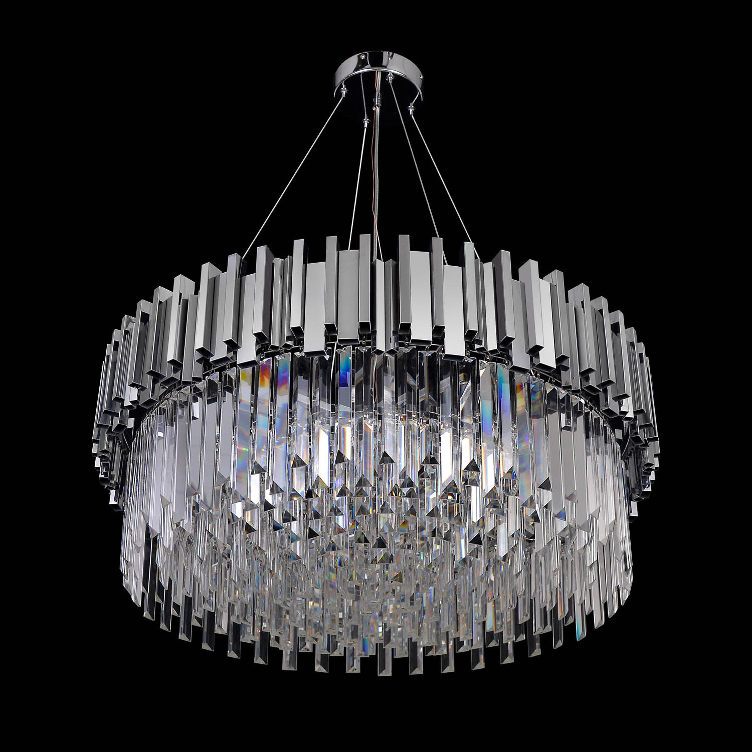 Meerosee Chrome Luxury Crystal Chandelier Modern Crystal Chandelier Hanging Ceiling Light Fixture Entryway Foyer MD85599