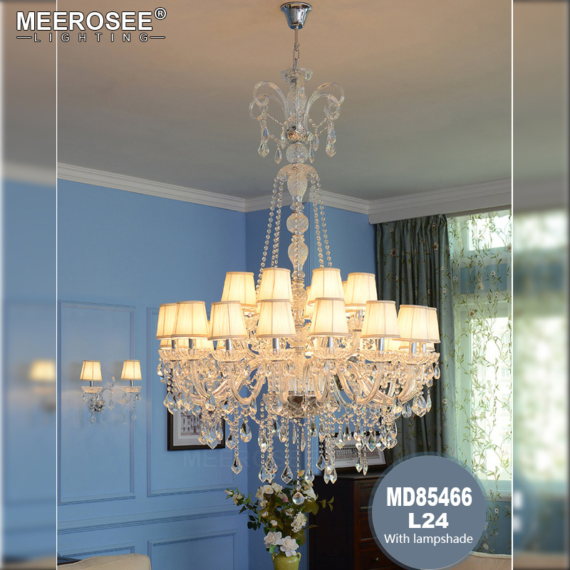 MEEROSEE Long Stair Crystal Chandelier Luxurious Staircase Lighting Hanging Light Fixture For Hotel MD85466