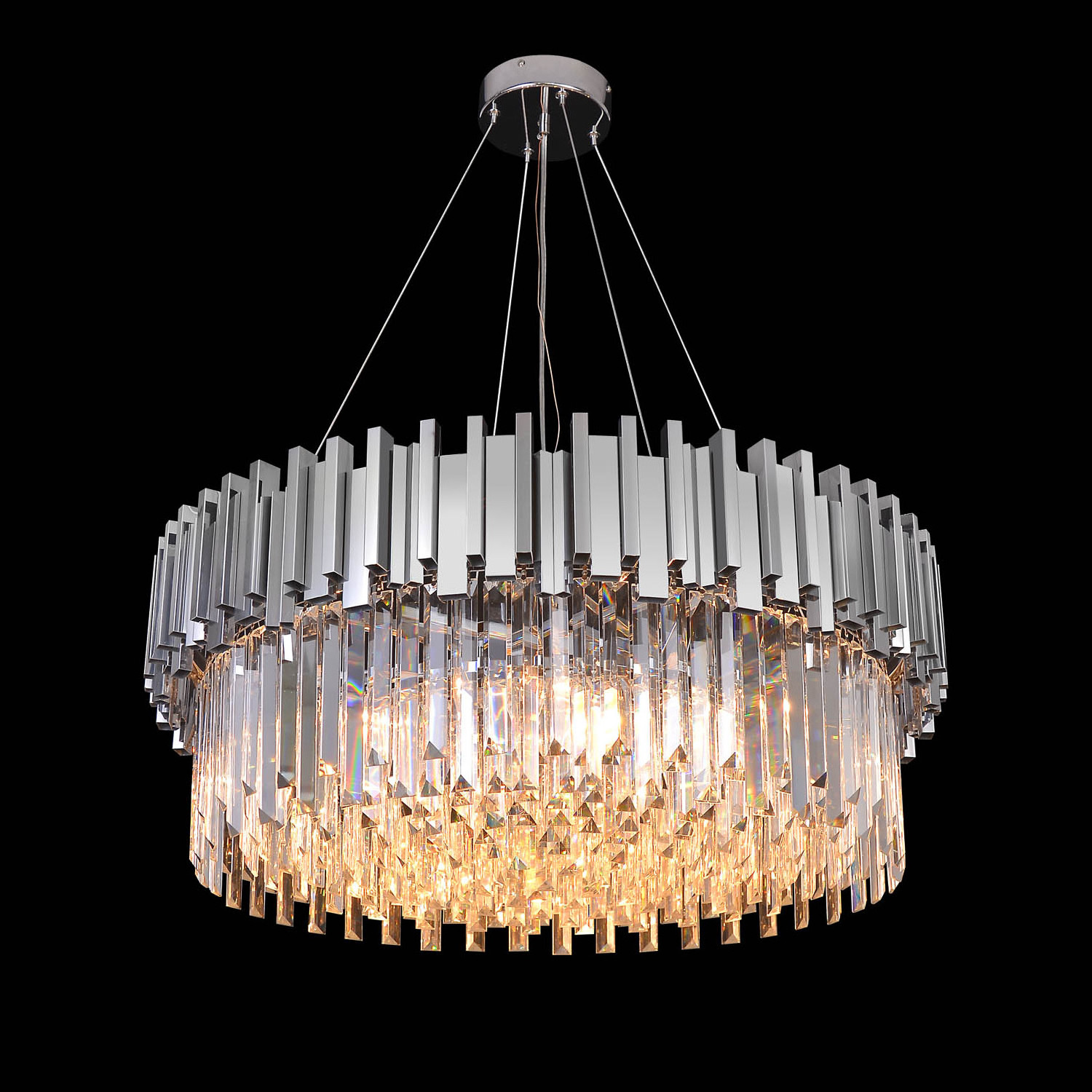 Meerosee Chrome Luxury Crystal Chandelier Modern Crystal Chandelier Hanging Ceiling Light Fixture Entryway Foyer MD85599