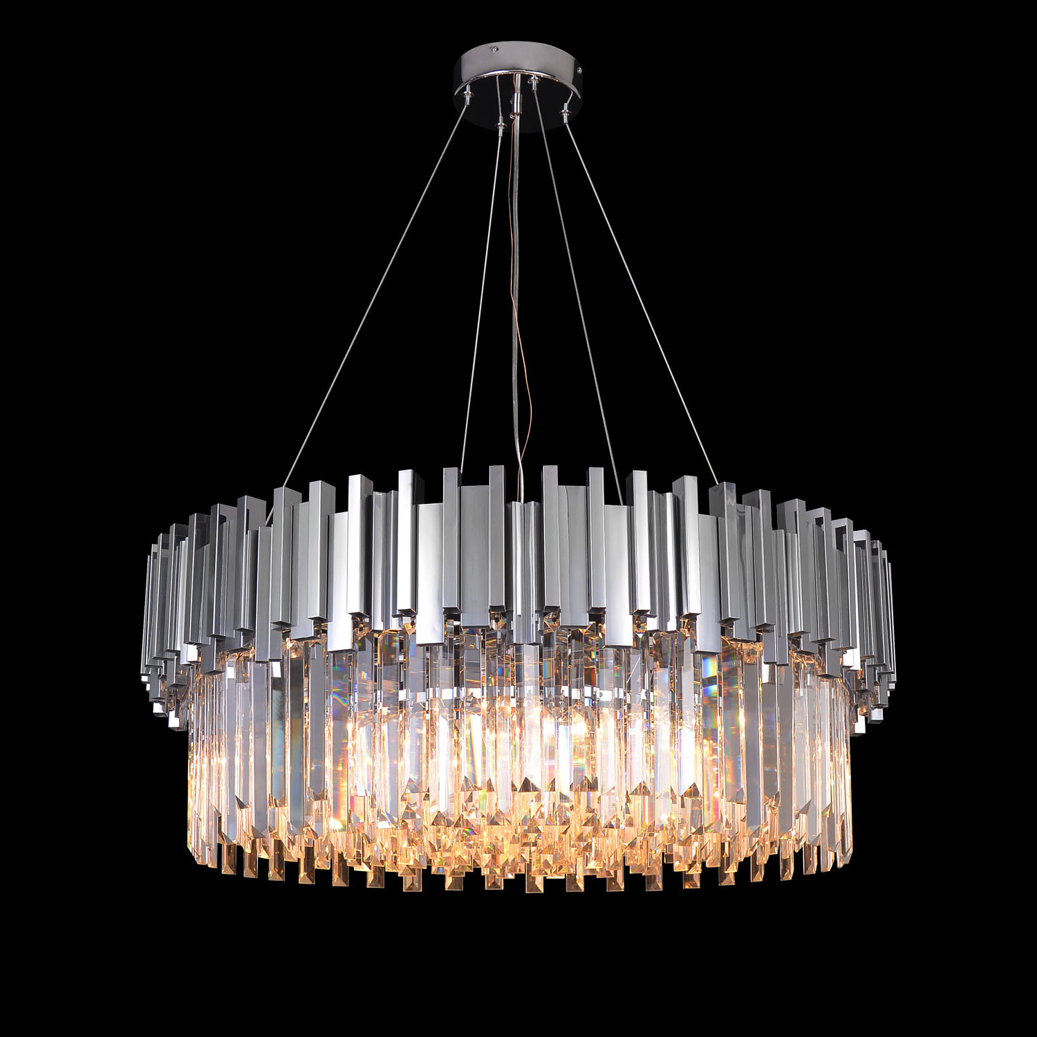 Meerosee Chrome Luxury Crystal Chandelier Modern Crystal Chandelier Hanging Ceiling Light Fixture Entryway Foyer MD85599